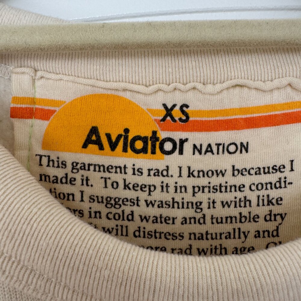 Aviator Nation Classic Stripe Cropped Crew Sweatshirt - Picture 4 of 5